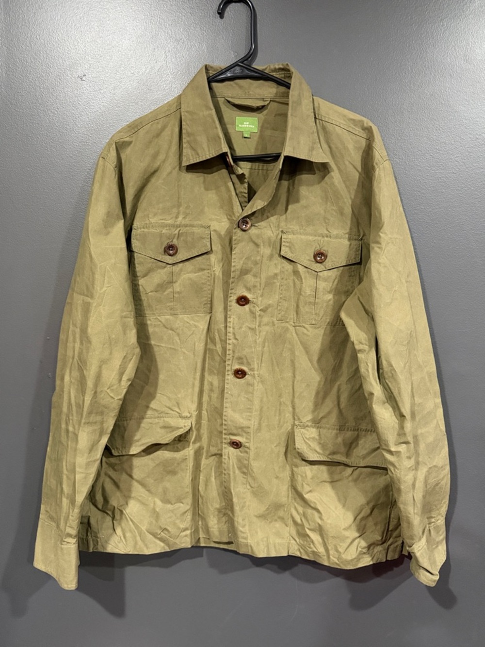 SID MASHBURN - Waxed-Cotton Jacket Men's Olive Green Field Jacket